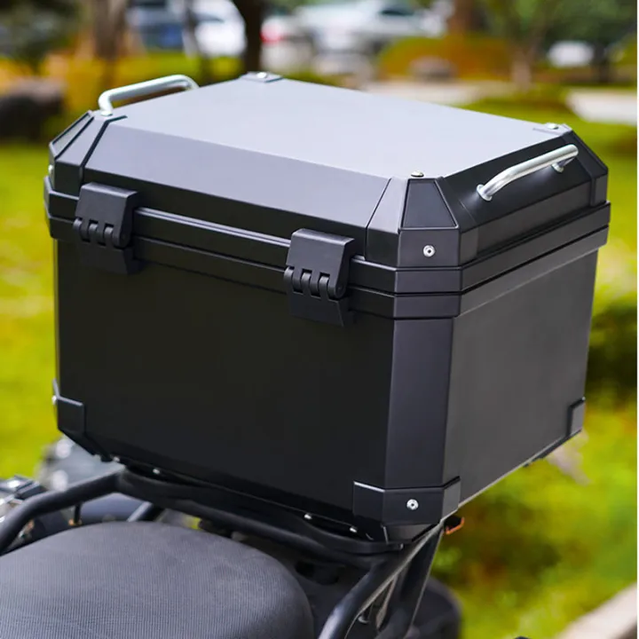 LI Motorcycle Top Box, Lockable Helmet Luggage Storage Rear Tour Box With Reflective Design, Waterproof Storage Carrier Case, Universal Accessories