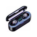 F9 Bluetooth Earphone v5.0 tws Wireless Earphone Led Display Sports Wireless Headset with Microphone-Black. 