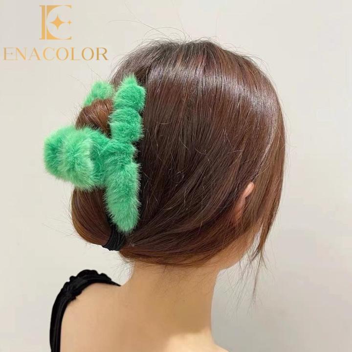 Enacolor  Dongdaemun Furry Hair Clip Accessories Hair Catch Clamp Girl