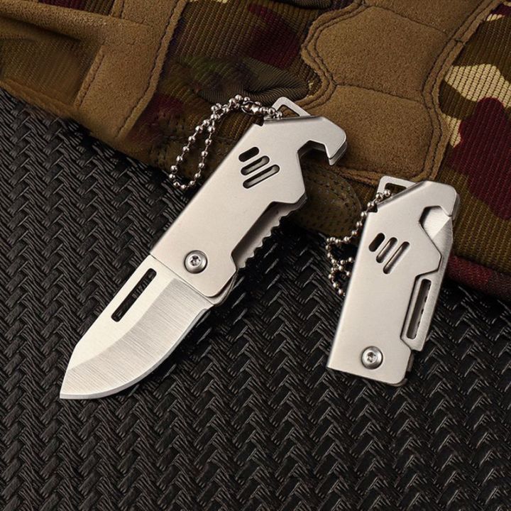 Camping Mini Foldable Knife D2 Steel Knife Mini Portable Sharp Open Box Knife Keychain Pendant Camping Jackknife