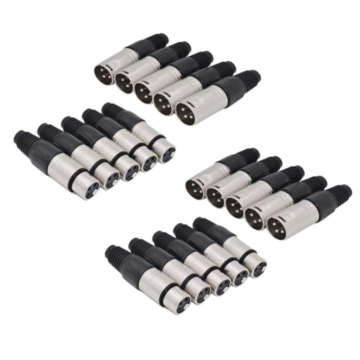 20Pcs 3 Pin XLR Solder Type Connector 5 Male + 5 Female Plug Cable Connector Microphone Audio Socket