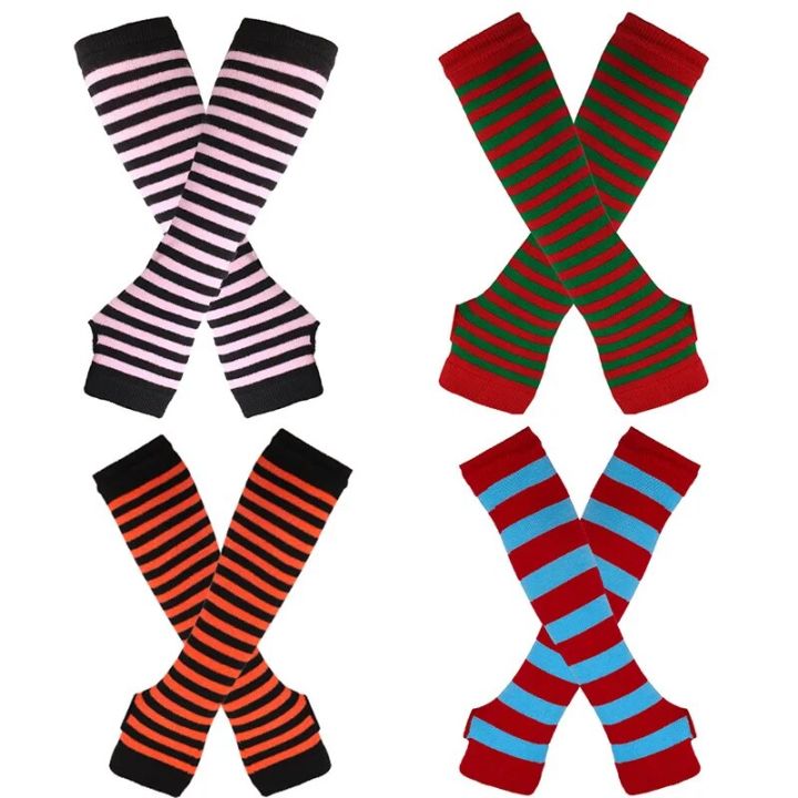 Women's%20Elbow%20Gloves%20Christmas%20Long%20Knitted%20Arm%20Cover%20Autumn%20Winter%20Fashion%20Striped%20Cotton%20Elbow%20Mittens%20Long%20Fingerless%20Gloves%20-%20Image%203