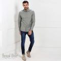 Trendy Light Grey Long Sleeve Casual Shirt. 