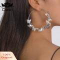 Carat Lady Circle Earrings Shiny Ladies Fashion Hollow Out Butterfly Hoop Earrings. 