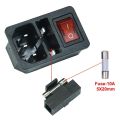 3 Pin IEC320 C14 Inlet Plug Male Power Socket Module Built in Fuse & Red Light Switch 10A 250V AC. 