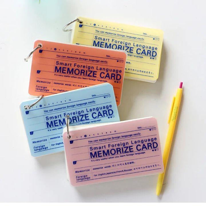 Memo Pad Stationery Multicolour Memory Card Steel Ring Notes Card Smart Foreign Language Memorize Card 124*74mm