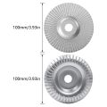 SRIWEN 2 Pcs Angle Grinding Wheels, Woodworking Grinding Rasp Disc, Wood Sanding Disc for Angle Grinder 100mm Arc / 100mm Flat.