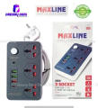 Maxline ML-804, Multifunction 3 Socket & 4 USB With Lightning Port Fast Charging PD20W QC3.0 Multiplug Power 3 Socket Multiplug. 