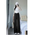 JIANMO/Cocoon Ink Ice Zen Wrinkle Yamamoto Wide-Leg Pants Idle Style High Waist Drooping Slimming Mop Trousers.