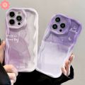 Purple Ribbon Lucky Smiley Face Case For Realme 11 C53 C35 C12 C15 C25 C17 8i 6i 5 9i 5i 7 5s C17 C11 C55 C51 C25s C31 C30 C21 C25Y C20 C21Y C33 C3 3D Wavy Curved Edge Cover.