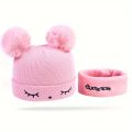 2pcs Children's Knitted Hat & Neck Gaiter Scarf Set For Baby Boys & Girls. 