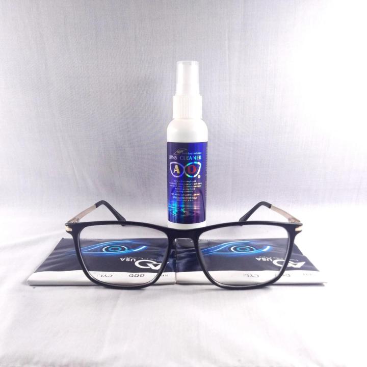 American blue cut lens fitting side metal spring frame for men's -Black Sunglass
