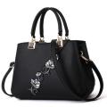 Embroidered Messenger Bags Women Leather Handbags Bags for Women Ladies Hand Bag Female bag new|Shoulder Bags(Black). 