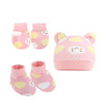 GC 3 Pieces Newborn Baby Warm Cap Gloves Shoes Set Infant Cartoon Cotton Beanies Hat Mittens Set. 