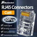 Cat6 RJ45 Connector 8P8C Modular Plug UTP Crimp Crystal Head 50Pcs Gold-plated Modularity For Ethernet Network Cable. 