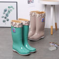 Four Seasons Rain Boots Women Long and Mid-Calf Length Rain Boots Non-Slip plus Velvet Detachable Warm Waterproof Fashion Ladies Rubber Shoes Rain Shoes Winter.