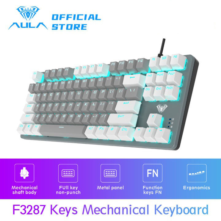 AULA%20F3287%20Wired%20TKL%20Rainbow%20Mechanical%20Gaming%20Keyboard,%2080%25%20Compact%20Tenkeyless%2087%20Keys%20Layout%20w/Tactile%20Blue%20Switches,%20White%20&%20Grey%20Mixed-Color%20Keycaps,%20Programmable%20Macro%20Keys%20-%20Image%202