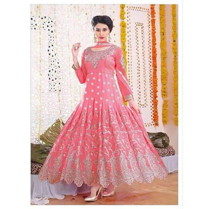 pink Georgette Semi Stitched Anarkali for Women