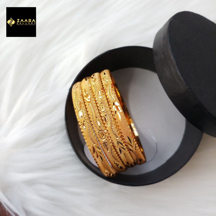 City Gold Bangles/ Gold Plated Bangles For Women (Imported) M-IGP9051 - 4 Pieces - Bangles For Women - Bangles- চুড়ি