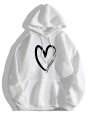Cross-border European and American fashion casual love print loose hooded back bag collar velvet sweatshirt jacket spring and autumn women's top. 