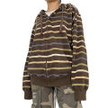 Women Zip Up Drawstring Hoodie Casual Striped Long Sleeve Sweatshirt Jacket Autumn Streetwear. 