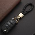 Hand Woven Leather KeyChain Detachable Metal 360 Degree Rotating Horseshoe Buckle Braided Moto Car Key Chain For Men Gift K394.