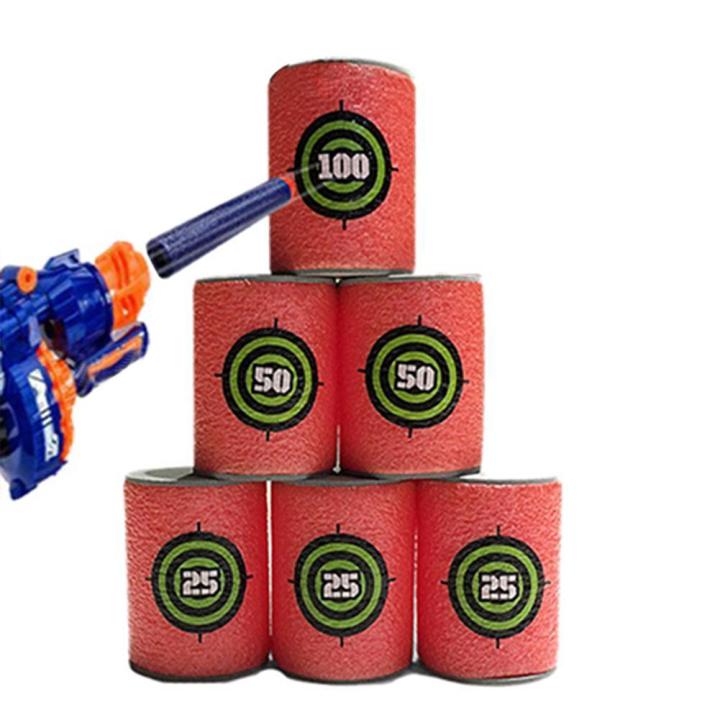 6PCS EVA Soft Bullet Target Foam Can Target Dart Foam Gun Shoot Kids Toy for NERF N-Strike Blasters
