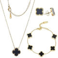 1Set Light Luxury Four Leaf Clover Pendant Jewelry Set Fashion Trendy Necklace Bracelet Earring For Women Simple Jewelry CHAINI. 