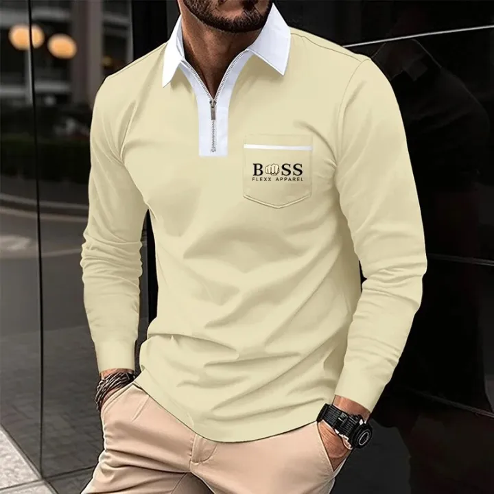 New%20patchwork%20zipper%20lapel%20fashionable%20casual%20men's%20long%20sleeved%20T-shirt%20Polo%20hot%20selling%20men's%20top%20clothing%20-%20Image%202