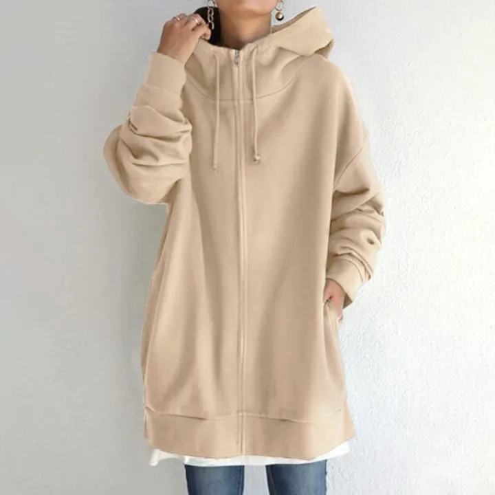 Women%20Zipper%20Long%20Jacket%20Coat%20Casual%20Loose%20Solid%20Color%20Outerwear%20Hoodies%20Ladies%20Long%20Sleeve%20Pocket%20Hooded%20Sweatshirt%20Overcoat%20-%20Image%204