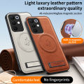 lthmy for Realme C85 Pro Supports Magnetic Wireless Charging Casing Matte Leather Phone Case Shockproof Protection Cases Armor Bracket Back Cover.