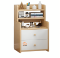 Royal Decor M14 MDF Exclusive Bed Side Table or Nightstand for Bedroom, Simple Storage Cabinet With Drawers and Shelves, Beech-White Finish.