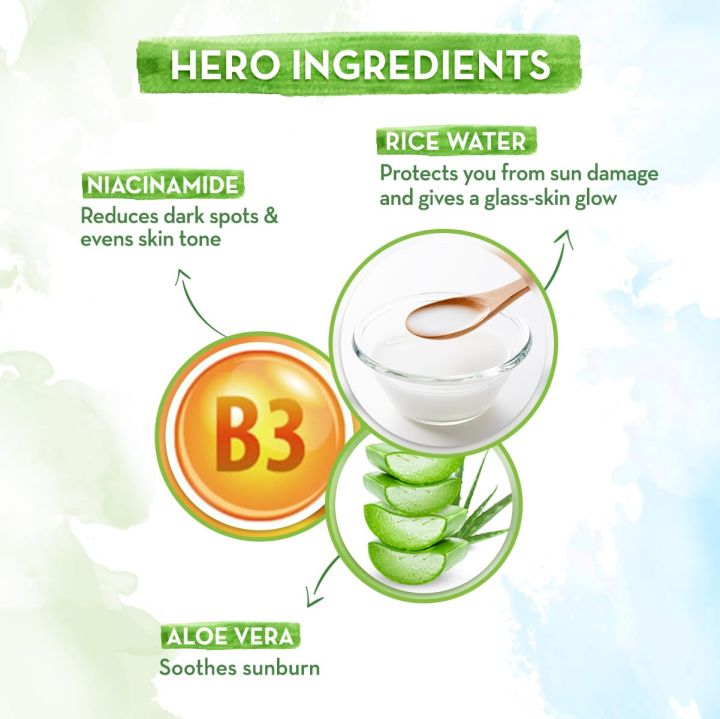 Mamaearth%20Rice%20Water%20Dewy%20Sunscreen%20with%20Rice%20Water%20&%20Niacinamide%2050%20g%20%7C%20Gives%20SPF50%20&%20PA++++%20Protection%20%7C%20For%20Glass%20Skin%20Glow%20%7C%20Evens%20Skin%20Tone%20%7C%20UVA%20&%20UVB%20Protection%20%7C%20No%20White%20Cast%20%7C%20All%20Skin%20Types%20-%20Image%203