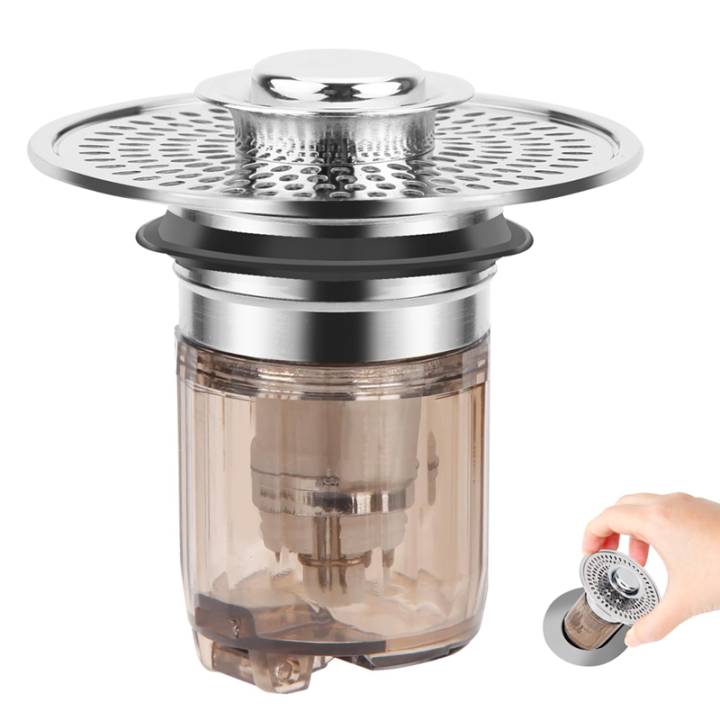 Athroom Sink Stopper and Sink Drain Strainer 2 in 1 Catches Hair and Debris Suitable for 1.34-1.46Inch Drainage Holes, Easy to Use