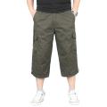 3XL Men Solid Color Breathablecket Loose Straight Capri Cropped Pants Trousers.