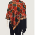 Kashmir Poshmina Shawl Hand Knitted Soft Warm Throw in Natural Colors 22 X 70 Inches.