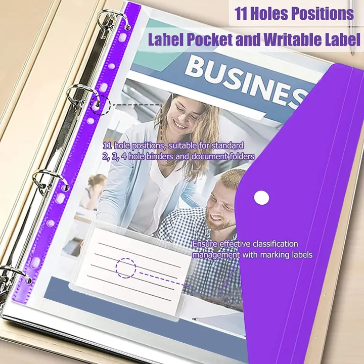12%20Pcs%20A4%20Binder%20Pocket%20Expandable%20Envelopes%20Clear%20Plastic%20Envelopes%20for%20Ring%20Binder%20Folder,%20Snap%20Button%20-%20Image%202