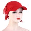 1PC Women Durag Brim Cap Sun Visor with Pre-Tied Turban Caps Head Scarf Hijab Pure Color Muslim Beach Vacation Fashion Outdoor.