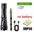 High power LED flashlight Type-C USB rechargeable long range tactical torch strong light lamp outdoor ultra powerful flash light. 