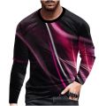 3D Print T Shirt For Men Striped Pattern Sweatshirt Casual Long Sleeve Male Oversized Breathable Clothes Leisure Comfortable Top. 
