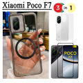 Poco F7 4in1 Case Magnetic Sticker Shockproof Phone Case for Xiaomi Poco F7 Ultra F7 Pro X7 Pro M7 Pro Tempered Glass Screen Protector+back film.