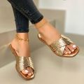 2022 New Metal Cross Fashion Ladies Slippers Women Luxury Sandals Women Designers Outdoor Sports Beach Sports Comfort Shoes. 