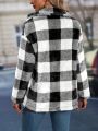 Cross border European and American autumn/winter square plaid lapel women's coat.