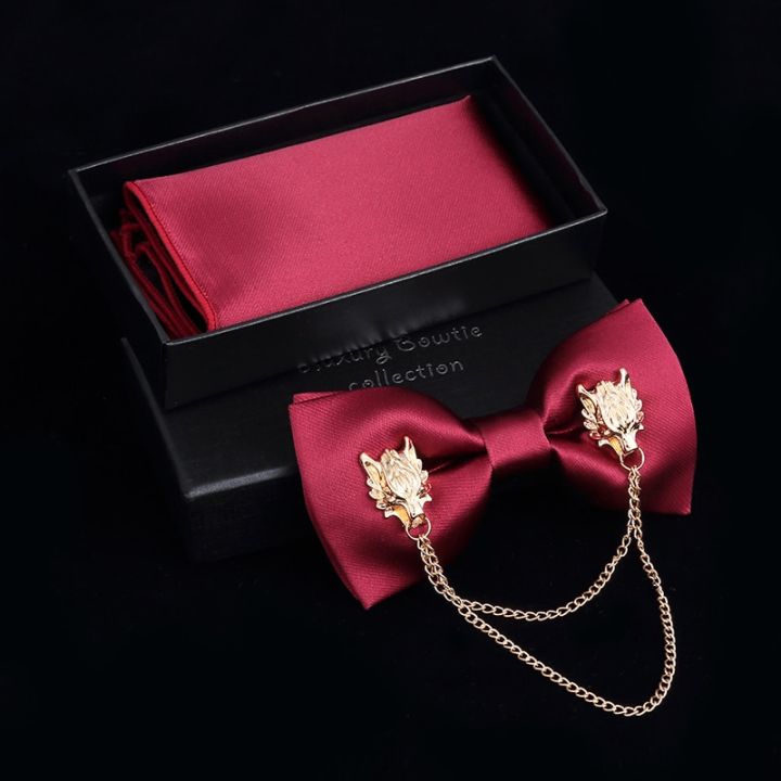 Adjustable%20Men's%20Bow%20Tie%20Metal%20Wing%20Bowtie%20Pocket%20Square%20Towel%20Handkerchief%20Gift%20Set%20Formal%20Neck%20ties%20Wedding%20Party%20Accessories%20-%20Image%202