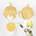 L-email wig Synthetic Hair Anime Kagamine Rin/Len Cosplay Wig 30cm Short Gold Yellow Wigs Fashion Heat Resistant Cosplay Wig. 