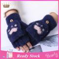 Trendygirl Women Lovely Winter Fingerless Cat Paw Thicken Warm Gloves-Girls Fashion screen Fingerless Sports Gloves For Outdoor Cycling, Camping, Motorcycle, Running. 