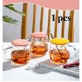Creative transparent pot belly cup Japanese flower scale tea cup mug with lid and spoon high borosilicate milk coffee cup - Coffee Mug.