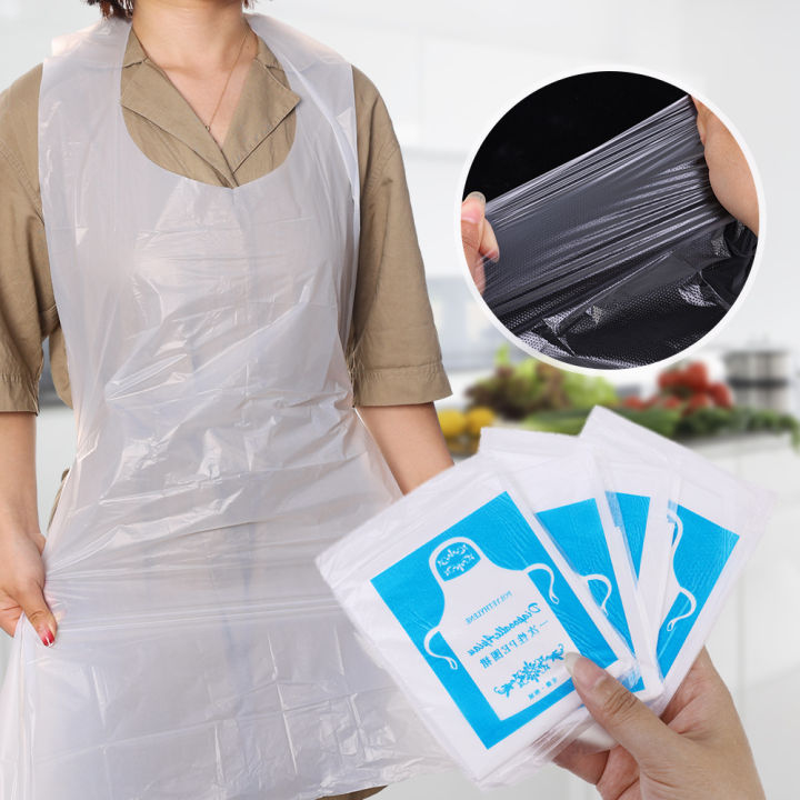 10PCS Disposable Kitchen Aprons Plastic Waterproof Apron Gowns for Men Women Kitchen Protection Accessories