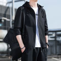 【Solo Yolo】Men's Jacket Spring and Autumn Loose Fashion Top Clothes Men's Youth Casual Hooded Jacket Windproof Jacket Men's. 