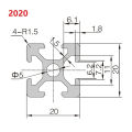 CNC 2020 Aluminum Profile T Slot Extrusion Anodized EU Standard 100 200 300 400 500 600 800 1000mm Linear Rail For 3D Printer.